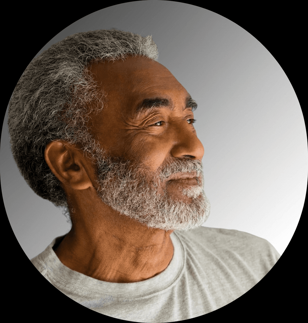 Portrait of an older man looking to the side