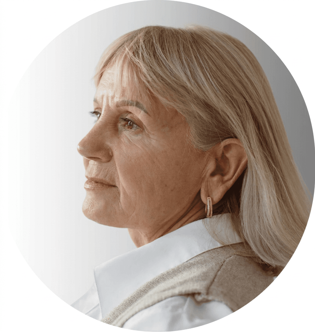 Portrait of an older woman with grey hair